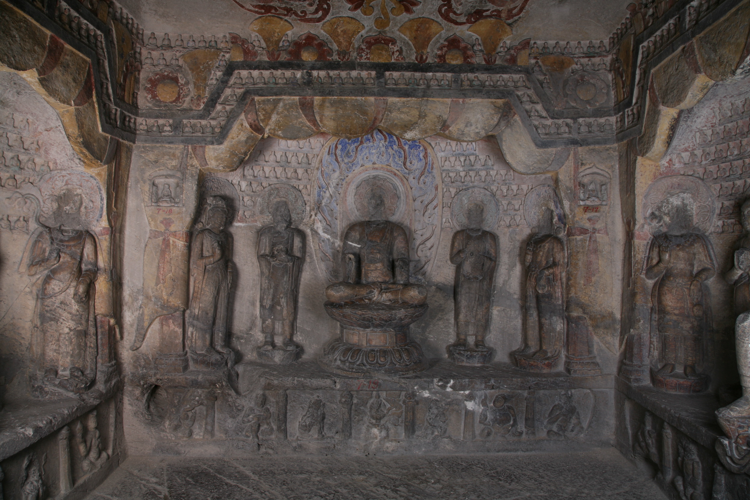 Xiangtangshan Cave 7 interior, back wall altar