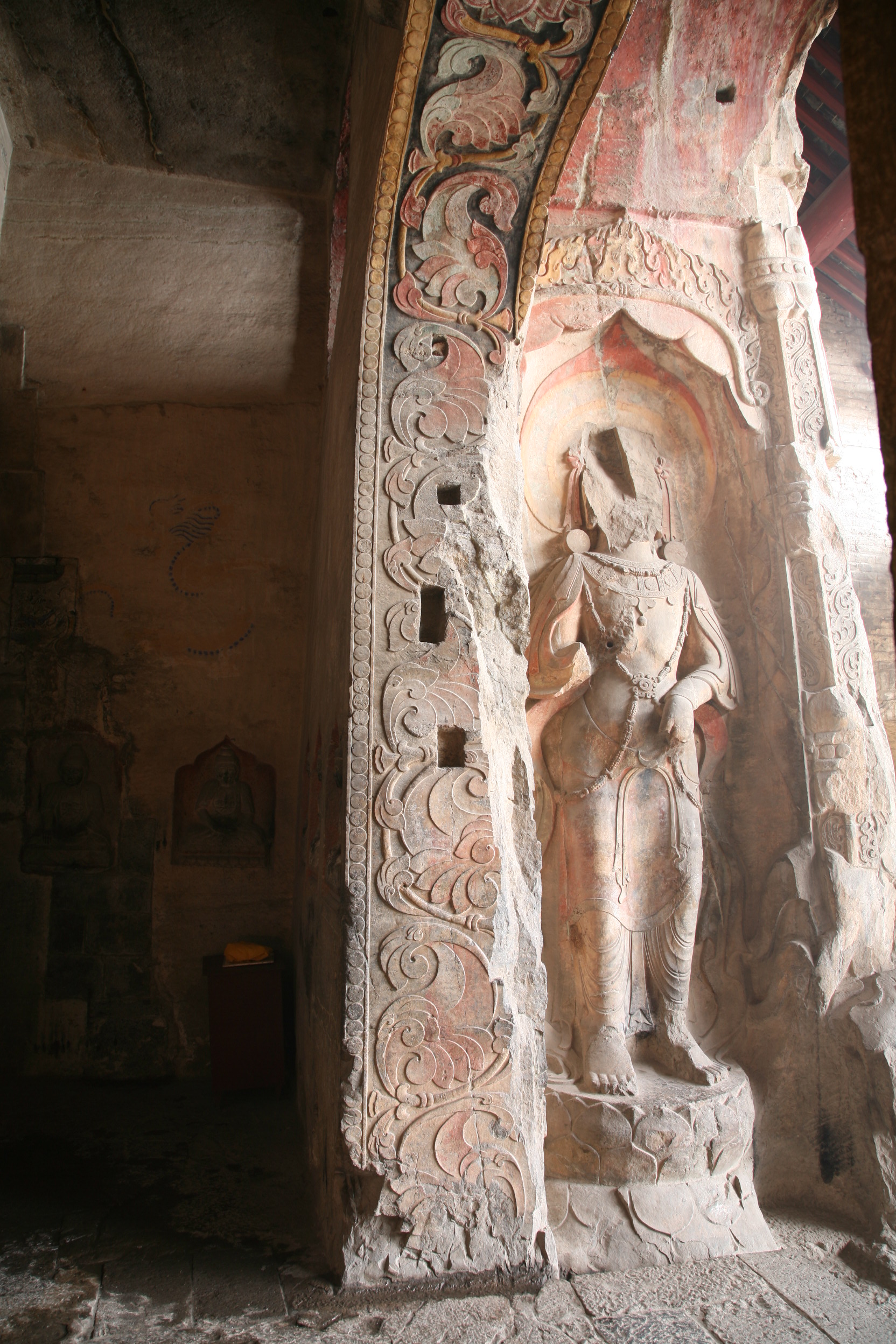 Xiangtangshan Middle Cave entrance south Bodhisattva